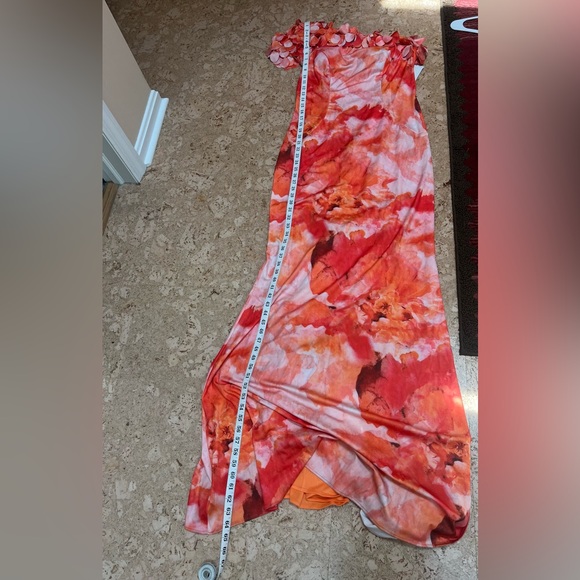 Rene Ruiz Collection One Shoulder Fit and Flare Scuba 3D Appliqué Gown - Picture 14 of 16